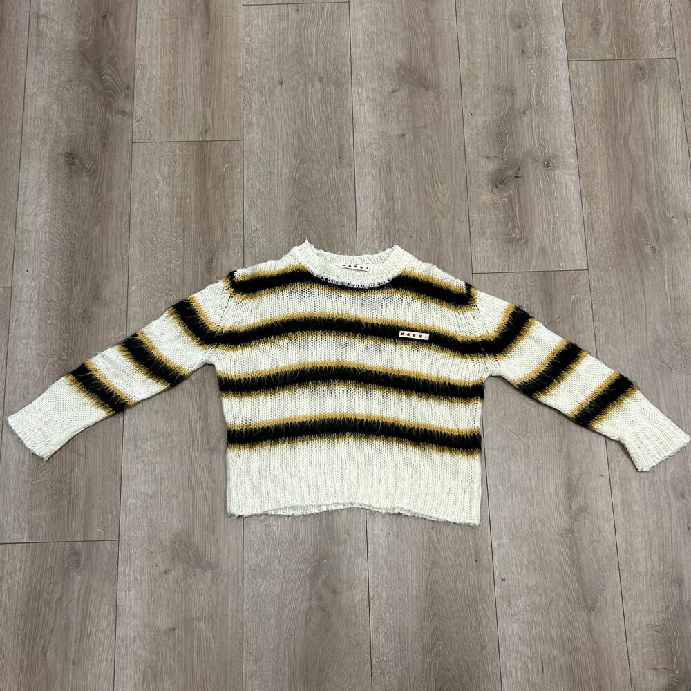 Marni kids Striped Brushed Mohair Sweater Yellow White size 8 B21